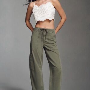 Pistola Sabrina Curve Utility Chino Pants in Meadow with drawstring